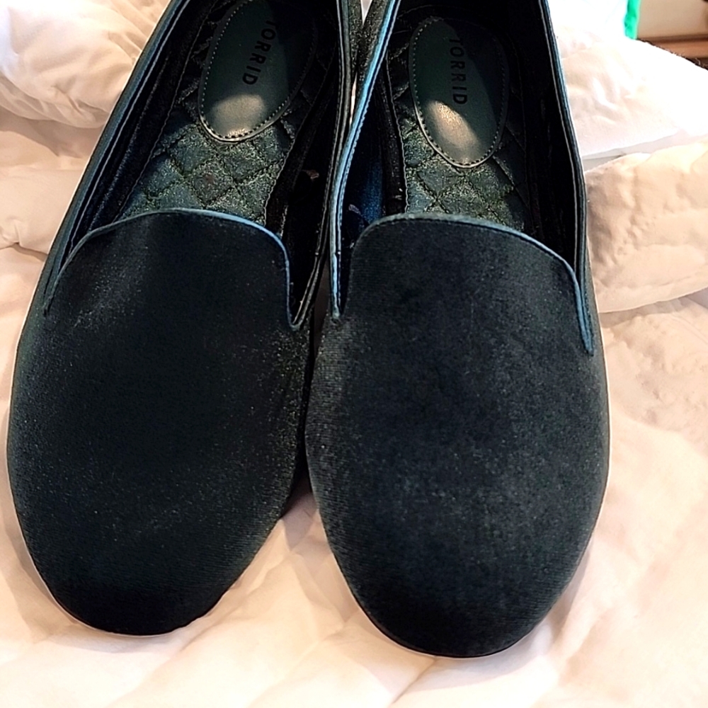 torrid Teal Velvet Flats